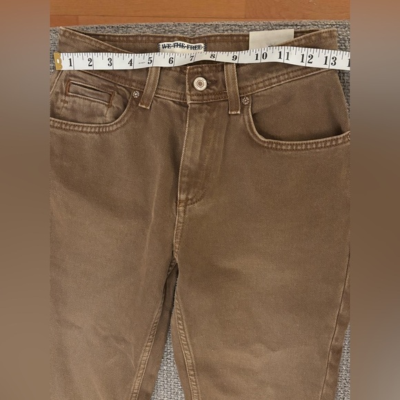 Free People We The Free Brown Xena High-Rise Slim Straight Leg Jeans Size 25 - Picture 4 of 15
